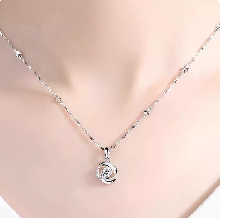 专柜正品PT950铂金项链女钻石吊坠18k白金锁骨链